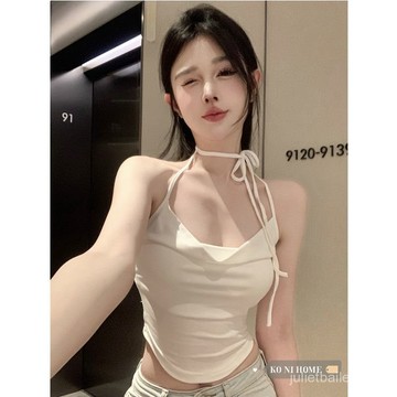 ♡ 𝑪𝒉𝒊𝒄 𝒖 ♡吊帶背心女輕熟禦姐純慾風甜辣設計夏季新款掛脖綁帶短款外穿上衣