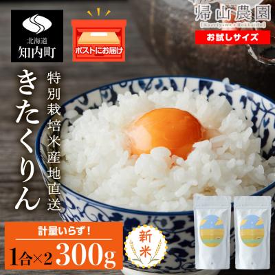 ふるさと納税 知内町 きたくりん 米 一合 150g× 2袋 国産 北海道 北海道米 知内 帰山農園