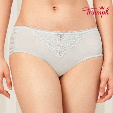 黛安芬-Premium絢麗系列 無痕中腰平口內褲 M-EL 珍珠藍