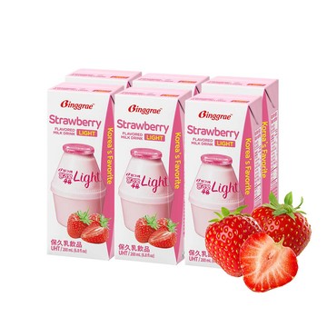 韓味不二 【韓味不二】Binggrae-light草莓風味牛奶(200ml*6入)