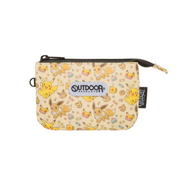 【OUTDOOR】Pokemon聯名款手繪風三層零錢包-奶茶色 ODGO21B08BE