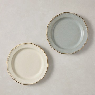 aito 美濃燒 - 金邊古典午茶組 - 任選2件組(19.8cm) - 白+灰