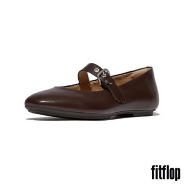 【FitFlop】DELICATO 皮革瑪麗珍鞋-女(巧克力色)