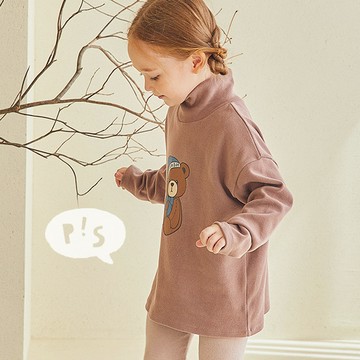 韓國專櫃 Pranksome 可可小熊高領長袖上衣