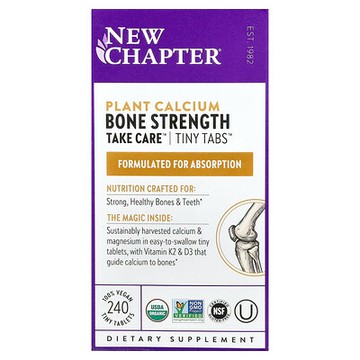 New Chapter, 植物鈣骨骼強度護理，240 片素食小片