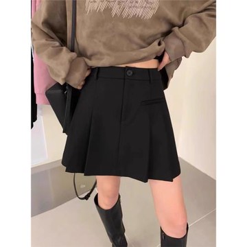 加厚灰色毛呢百褶裙女秋冬半身裙大碼高腰百搭顯瘦A字防走光短裙