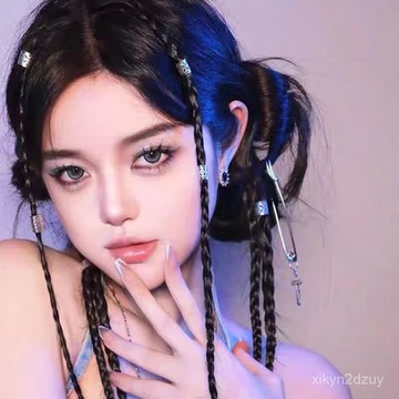 💥在臺24H💥鞠婧禕衕款臟臟辮環扣潮酷辣妹髮環髮夾嘻哈網紅髮飾頭飾別針髮扣 UTCT