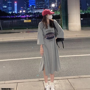 韓版寬鬆慵懶風大碼女裝胖MM顯瘦遮肉休閒純棉T恤連衣裙