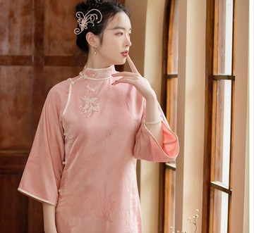 糖而不膩 新中式復古  重手工訂珠古法少女旗袍