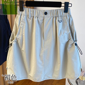 初色 高腰工裝風休閒A字短裙防走光包臀半身裙-共2色-35722(M-2XL可選)