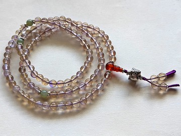 ORLI Jewelry 天然紫黃晶108顆念珠 925純銀 水晶108顆佛珠