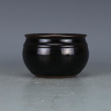 仿古瓷器清黑金釉香爐
