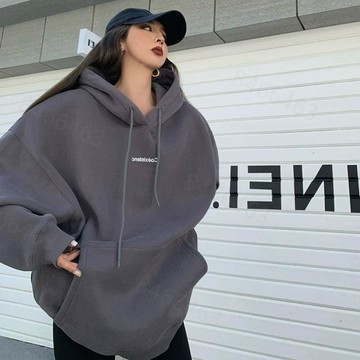 隔日到貨！韓系帽t女 慵懶風連帽衛衣 秋冬季加絨加厚百搭帽踢 簡約連帽大學T 重磅衛衣 韓版長袖上衣 寬鬆大尺碼女裝