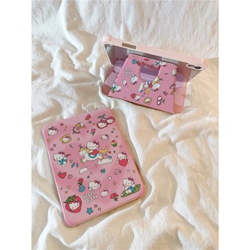 卡通粉色愛心凱蒂貓適用蘋果ipad保護殼360旋轉支架iPad Air5帶筆槽10.2英寸新款ipad10平板ipad Pro保護套