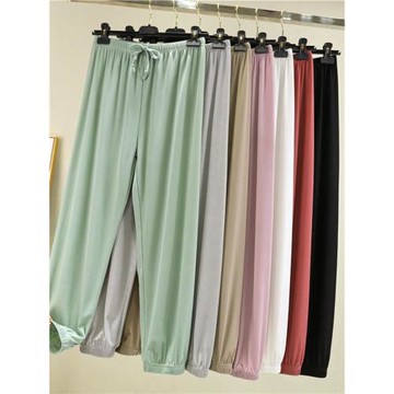 冰絲休閑褲女九分褲寬松高腰運動褲夏季薄燈籠褲外穿束腳褲哈倫褲