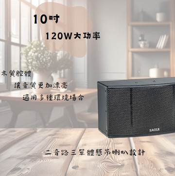 EAGLE 10吋全音域頂級廂房喇叭 ES-K10A 200W 立體喇叭/二音路三單體/超強輸出功率