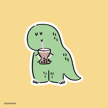 jurawrsic 防水 PVC 割形貼紙 珍珠奶茶恐龍