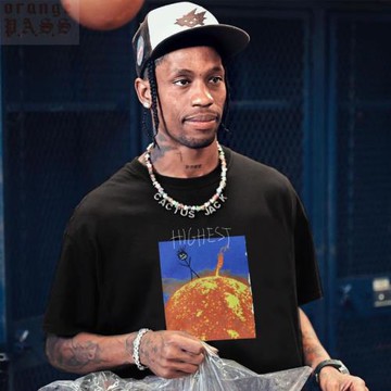 2023新款Travis Scott 火柴人抽象字母發泡印花個性短袖T恤男女夏