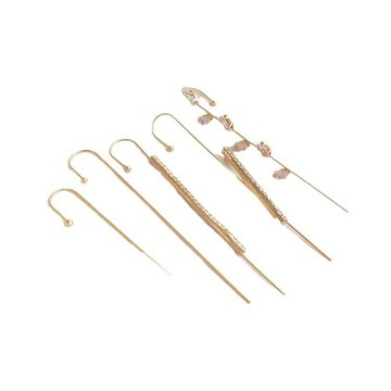 -保色14k包金鋯石穿刺耳釘一體耳廓式耳骨夾耳針diy個性耳飾品配件