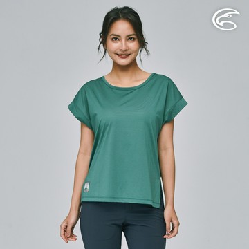 ADISI 女合撚超細纖維抑菌短袖落肩圓領T AL2311085 (S-2XL) 鼠尾草葉｜抗UV 吸濕排汗 快乾 抗菌 彈性 排汗衣