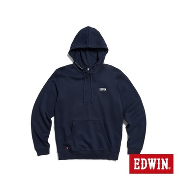 EDWIN 男裝 極簡精神連帽長袖T恤-丈青色