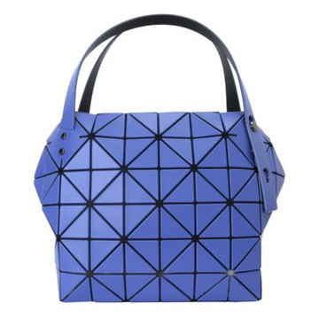 ISSEY MIYAKE  BAOBAO 皮質幾何方格手提波士頓包(深寶藍)霧面/M
