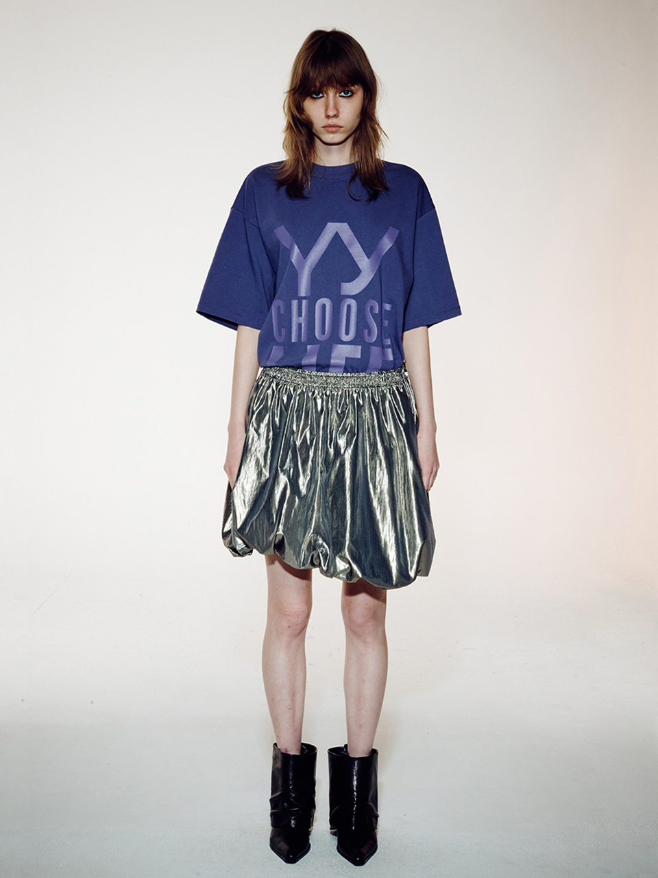 Metallic String Skirt_Khaki