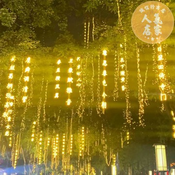 流星雨燈 流星燈 流星燈條 戶外古詩詞條幅掛樹防水裝飾燈串景區公園發光字樹木景觀燈霓虹燈