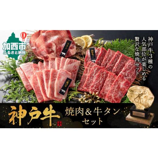 ふるさと納税 兵庫県 加西市 神戸牛 焼肉＆牛タン セット 計500g 焼き肉 バラ 霜降り 牛肉 和牛 お肉 BBQ アウトドア 冷凍