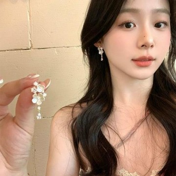 925銀針法式閃鉆花朵流蘇耳環女輕奢小眾高級感耳釘氣質耳飾耳墜