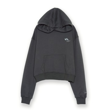 5th STREET｜山形｜女裝｜logo短版長袖連帽T｜黑灰色