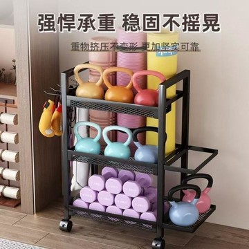 ❤限時免運❤   簡約現代可折疊碳鋼運動收納架帶滾輪承重50kg家居健身器材置物架   利南通家俱