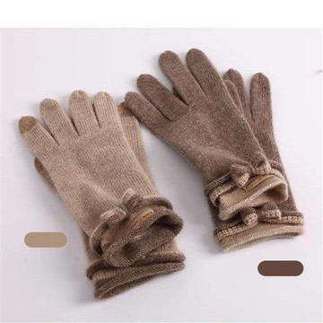 【米蘭精品】羊絨手套觸控手套-保暖加絨加厚蝴蝶結女配件2色74jw36