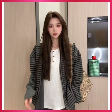 『ATC』秋季薄外套女2026秋季新款休閒慵懶風簡約百搭寬鬆紋開衫鬆弛感外套