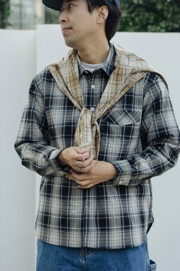 SHIRTS 春夏季輕薄復古休閒格紋長袖襯衫 百搭基礎款 Cityboy
