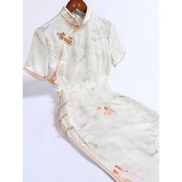 戚薇改良夏季旗袍女2025年新款復古中國風日常可穿短袖長款連衣裙