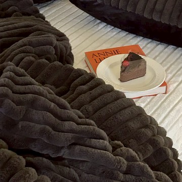 韓國 超細纖維手工保暖毯 濃可可 單人 90 x 140