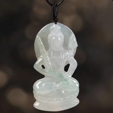 【屬牛虎本命佛】冰種飄陽綠翡翠虛空藏菩薩 | 天然緬甸翡翠A貨