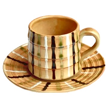 黃瀨戶咖啡杯皿組 - 日本制  1個