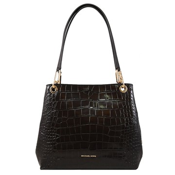 MICHAEL KORS KENSINGTON 鱷魚紋皮革三層肩背包.深咖