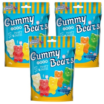 Juicee Gummee QQ軟糖 水果熊造型  70g  3包