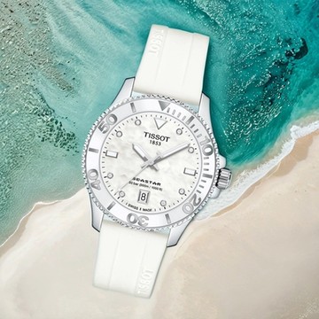 TISSOT 天梭 官方授權 Seastar 1000 海洋之星300米潛水鑽石女錶 新年開運 送禮推薦-36mm T1202101711600
