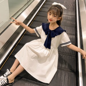 海軍風キッズワンピ キッズ セーラー服 子供 子供服 女の子 ワンピース 可愛い キッズ カジュアル 可愛い 通学着 夏服 通販 Lineポイント最大1 0 Get Lineショッピング