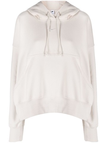 Nike - logo-embroidered hoodie - women - Polyester/Cotton/Cotton - S - Neutrals