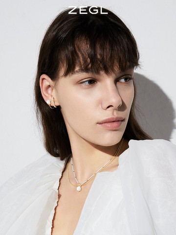 ZEGL設計師白月光與白玫瑰耳骨夾耳環女無耳洞耳夾高級感輕奢耳飾