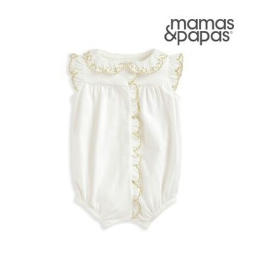 Mamas&Papas 鎏金白玫瑰-無袖連身寬褲