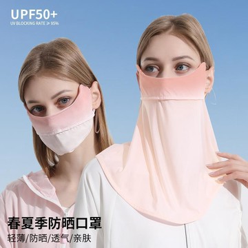 台灣出貨+免運 夏季防曬面罩 冰絲薄簡約女護眼角口罩 防紫外線臉基尼透氣掛耳面罩 戶外遮陽面紗 透氣涼感防曬面罩 口罩