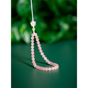 粉水晶手機鏈手機掛繩掛鏈招桃花掛件長款轉運掛飾女款掛墜手腕繩