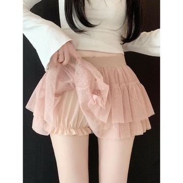 法式蛋糕裙半身裙女2026夏季新款松緊高腰顯瘦防走光a字網紗裙褲