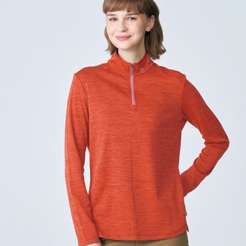 Wildland荒野女拉鍊鬆餅格保暖機能衣勃根地紅